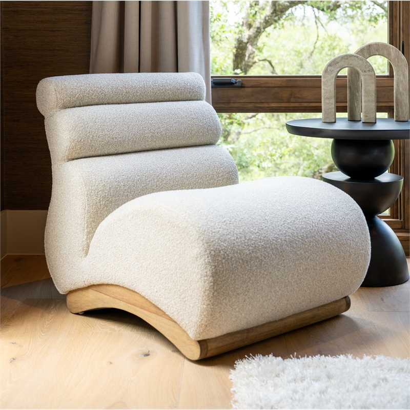 NPD Furniture Lucius Boucle Accent Chair in Milford Beige