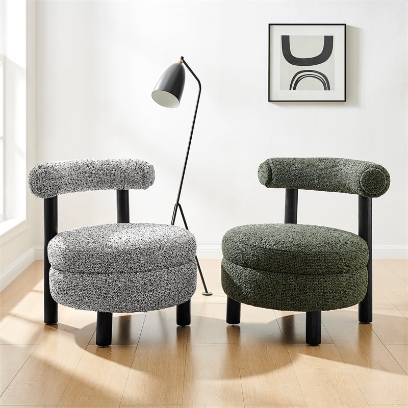 NPD Furniture Esther Boucle Accent Chair in Speckled White