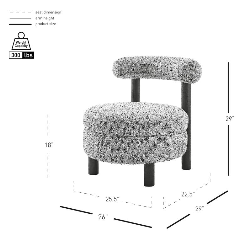 NPD Furniture Esther Boucle Accent Chair in Speckled White