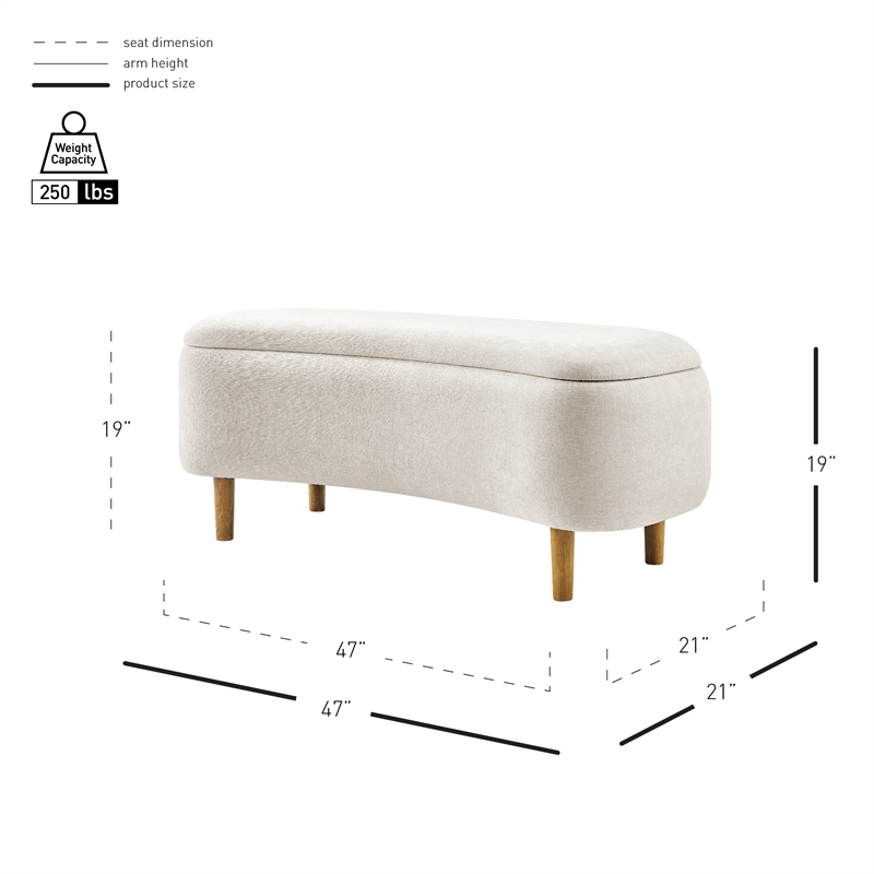 New Pacific Direct Leony Chenille Storage Bench in Seneca Beige