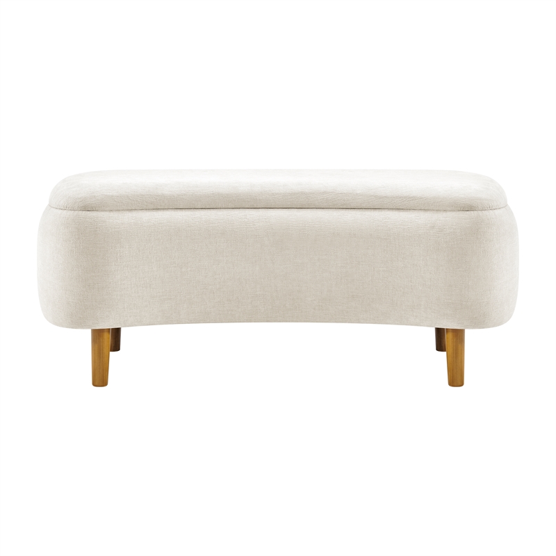 New Pacific Direct Leony Chenille Storage Bench in Seneca Beige