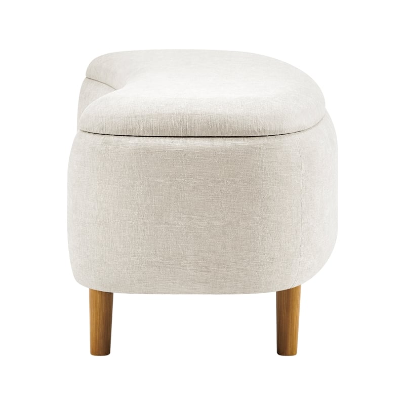 New Pacific Direct Leony Chenille Storage Bench in Seneca Beige