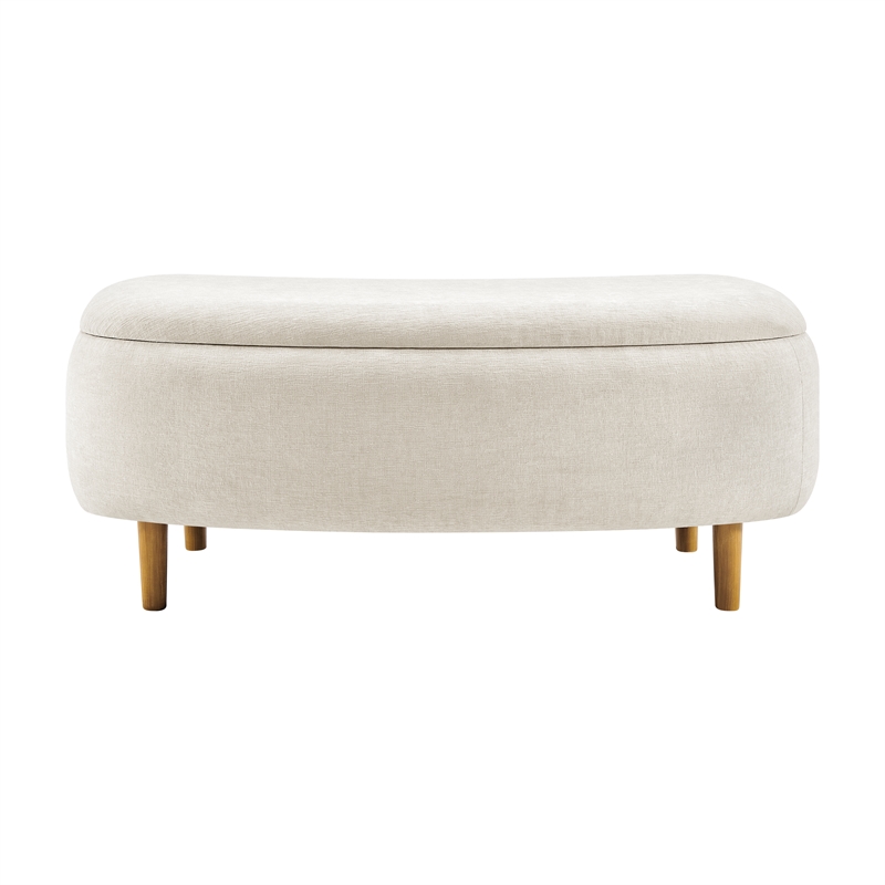 New Pacific Direct Leony Chenille Storage Bench in Seneca Beige