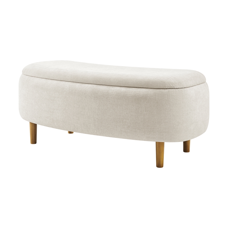 New Pacific Direct Leony Chenille Storage Bench in Seneca Beige