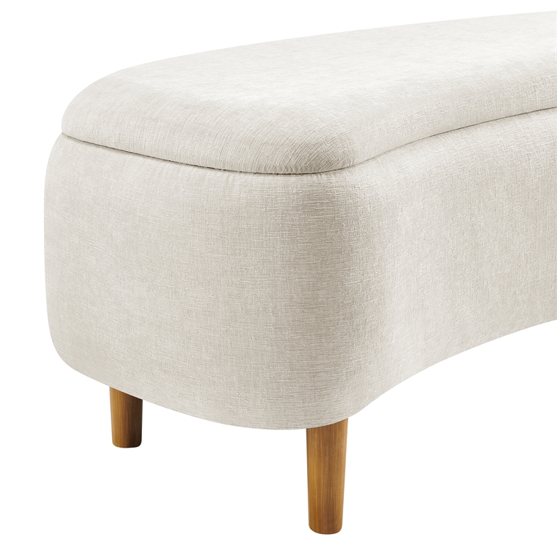 New Pacific Direct Leony Chenille Storage Bench in Seneca Beige