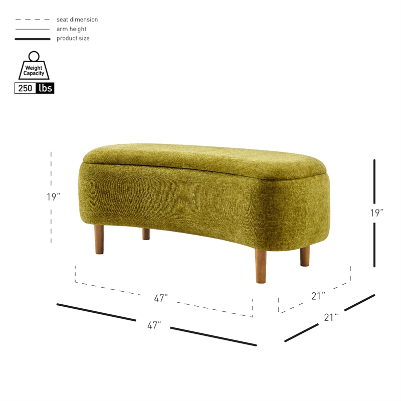 New Pacific Direct Leony Chenille Storage Bench in Seneca Olive