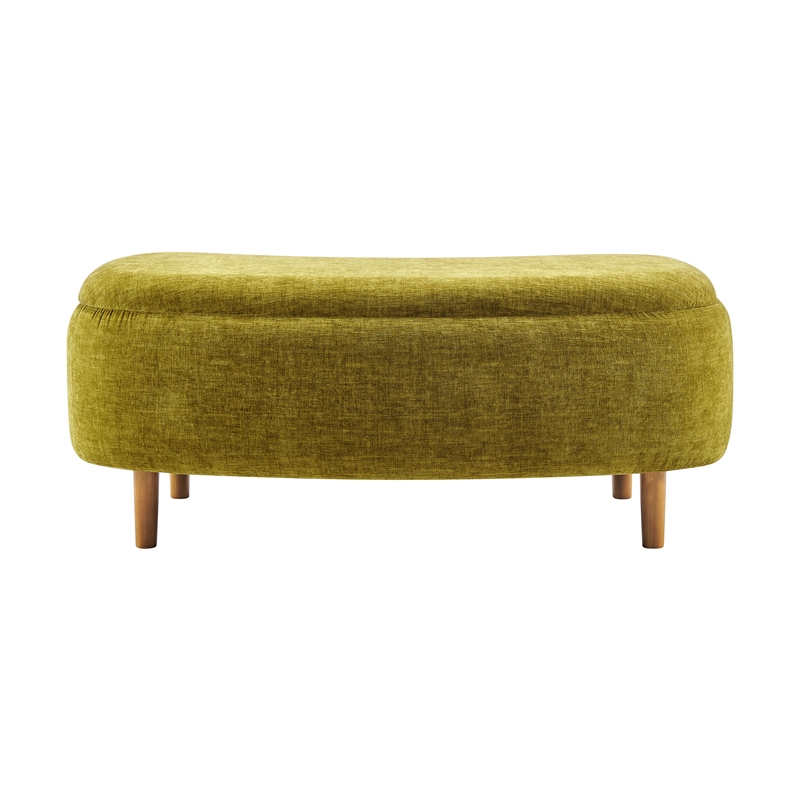 New Pacific Direct Leony Chenille Storage Bench in Seneca Olive