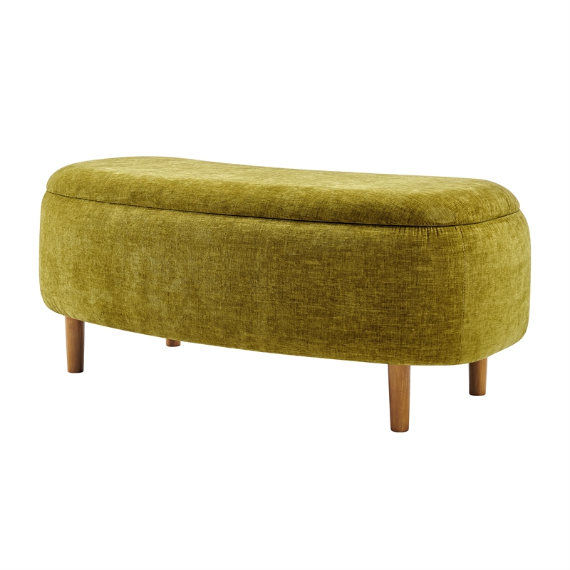 New Pacific Direct Leony Chenille Storage Bench in Seneca Olive