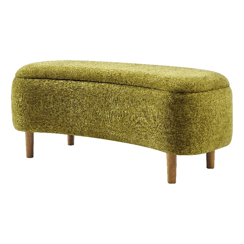 New Pacific Direct Leony Chenille Storage Bench in Seneca Olive