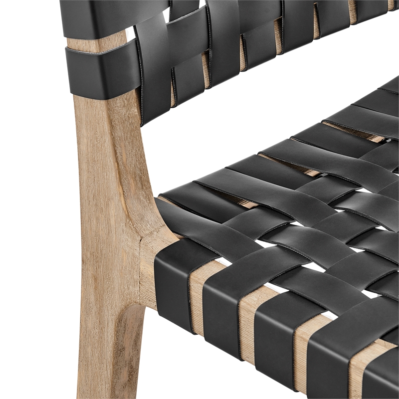 New Pacific Direct Marco Faux Leather Counter Stool Drift Wood Frame in Black