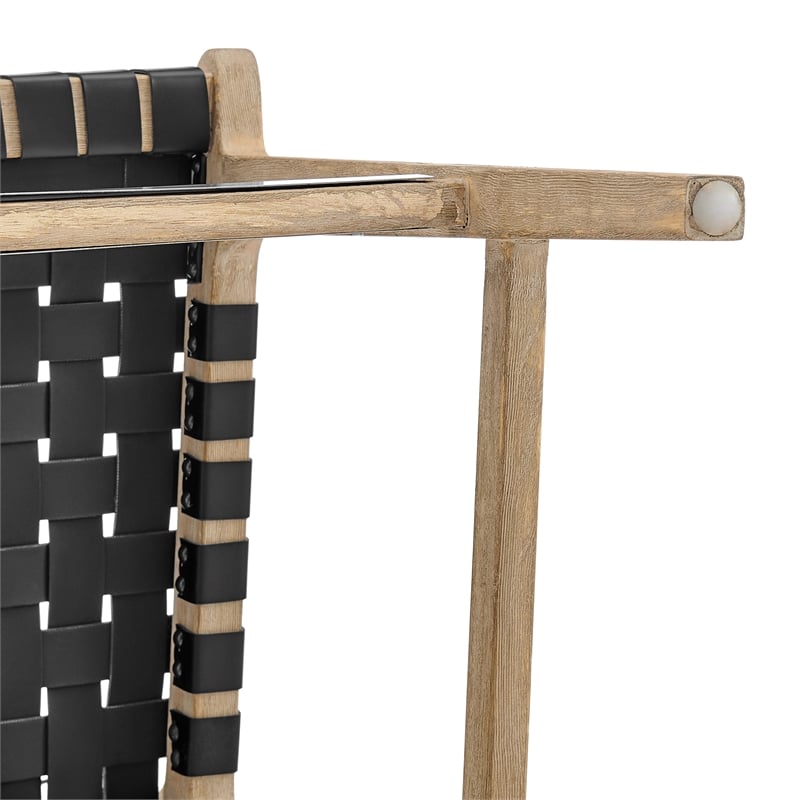 New Pacific Direct Marco Faux Leather Counter Stool Drift Wood Frame in Black