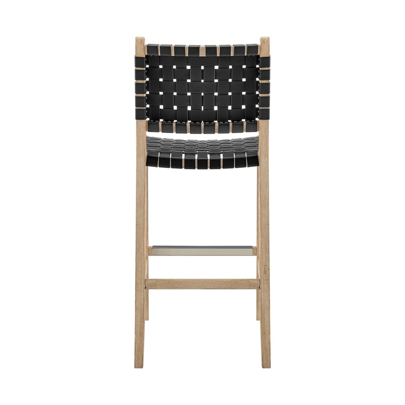New Pacific Direct Marco Faux Leather Counter Stool Drift Wood Frame in Black