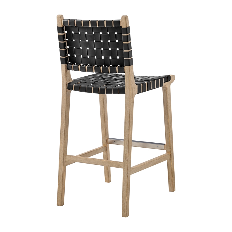 New Pacific Direct Marco Faux Leather Counter Stool Drift Wood Frame in Black