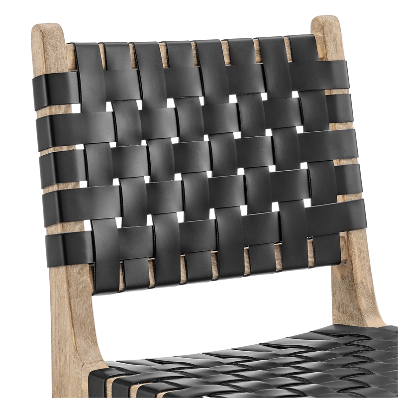 New Pacific Direct Marco Faux Leather Counter Stool Drift Wood Frame in Black