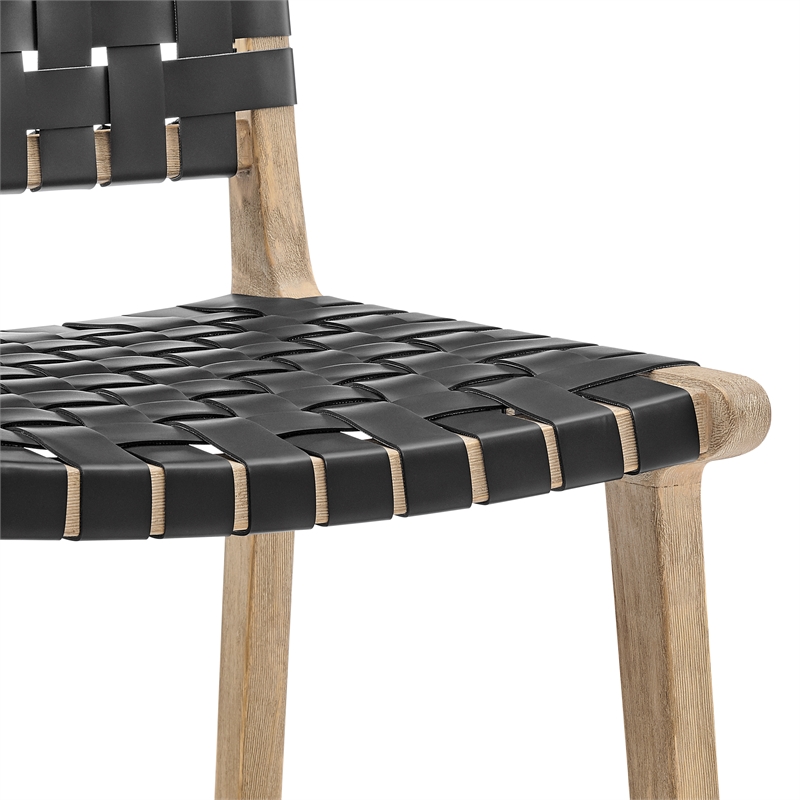 New Pacific Direct Marco Faux Leather Counter Stool Drift Wood Frame in Black