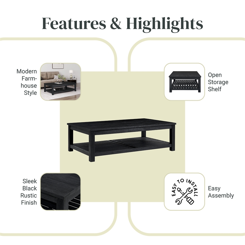 NPD Furniture Tiburon KD Coffee Table in Alto Black