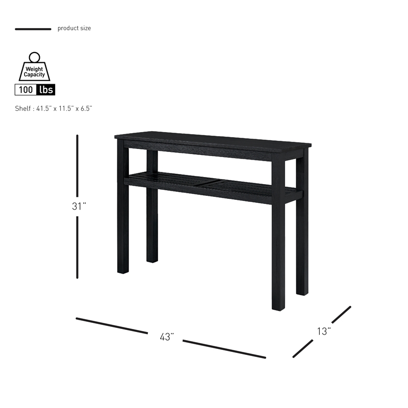 NPD Furniture Tiburon KD Console Table with Shelf in Alto Black