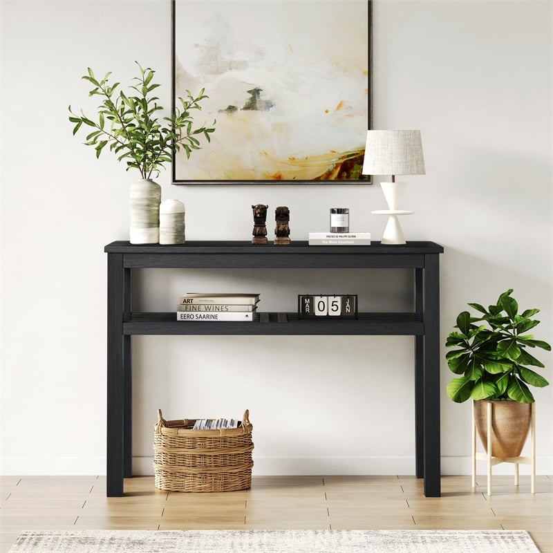 NPD Furniture Tiburon KD Console Table with Shelf in Alto Black