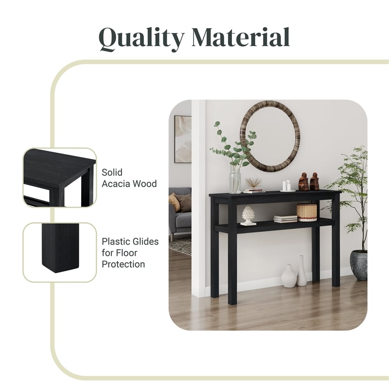 NPD Furniture Tiburon KD Console Table with Shelf in Alto Black