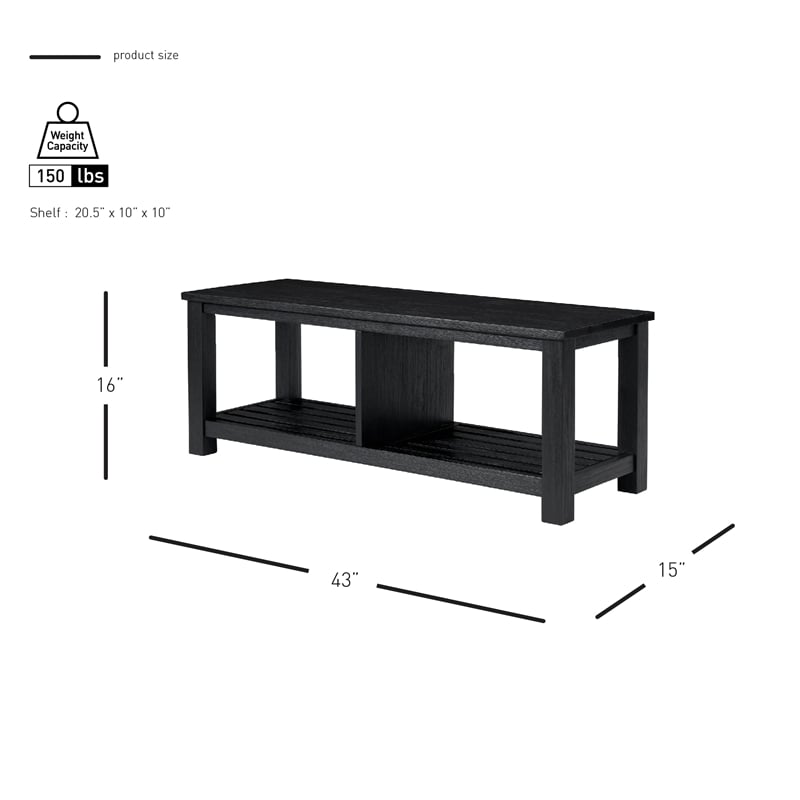 NPD Furniture Tiburon KD TV Bench in Alto Black