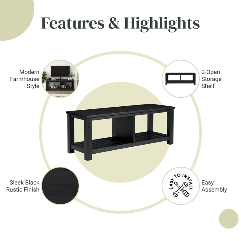 NPD Furniture Tiburon KD TV Bench in Alto Black