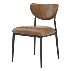 NPD Furniture Zoey KD Faux Leather Dining Side Chair Black Legs (Set of 2)