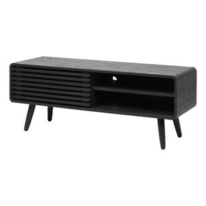 NPD Furniture Wilson 46&quot Slat Low TV Stand in Black