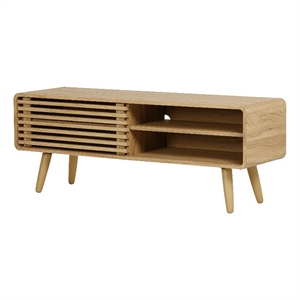 NPD Furniture Wilson 46&quot Slat Low TV Stand in Terra Oak