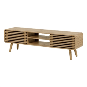 NPD Furniture Wilson 58&quot Slat Low TV Stand in Terra Oak