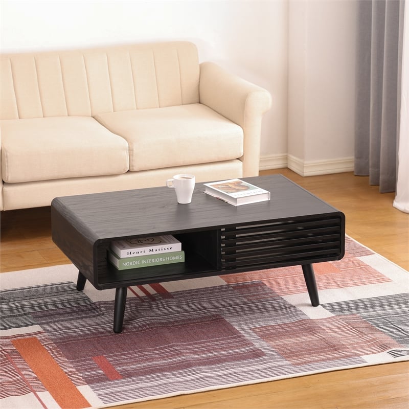 NPD Furniture Wilson Slat Coffee Table in Black