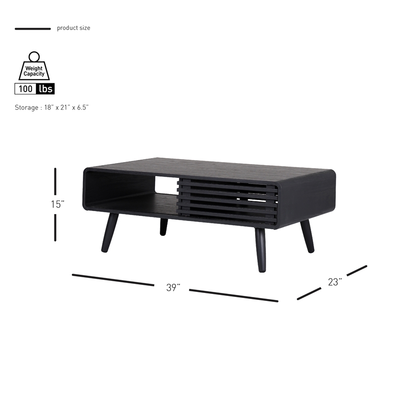 NPD Furniture Wilson Slat Coffee Table in Black
