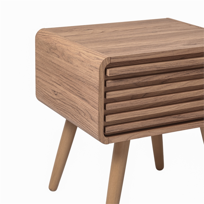 NPD Furniture Wilson Slat Side/End Table in Terra Oak