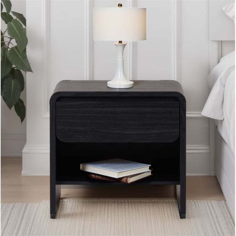NPD Furniture Delmare Side/End Table w/ 1 Drawer in Black