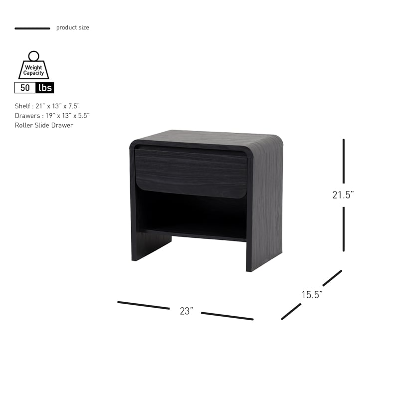 NPD Furniture Delmare Side/End Table w/ 1 Drawer in Black