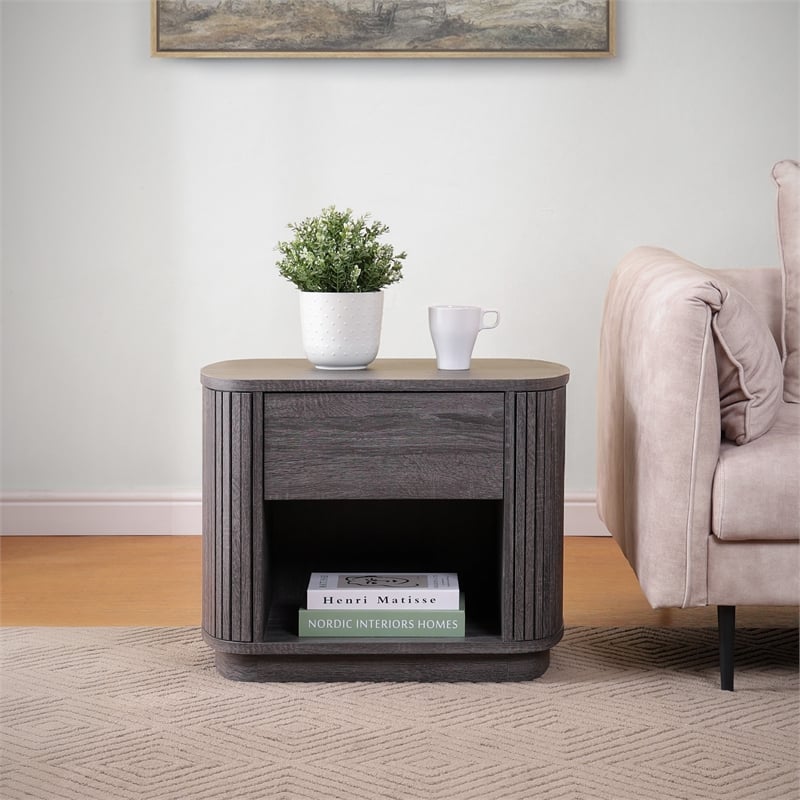 NPD Furniture Wimberly Nightstand/Side Table in Charred Black