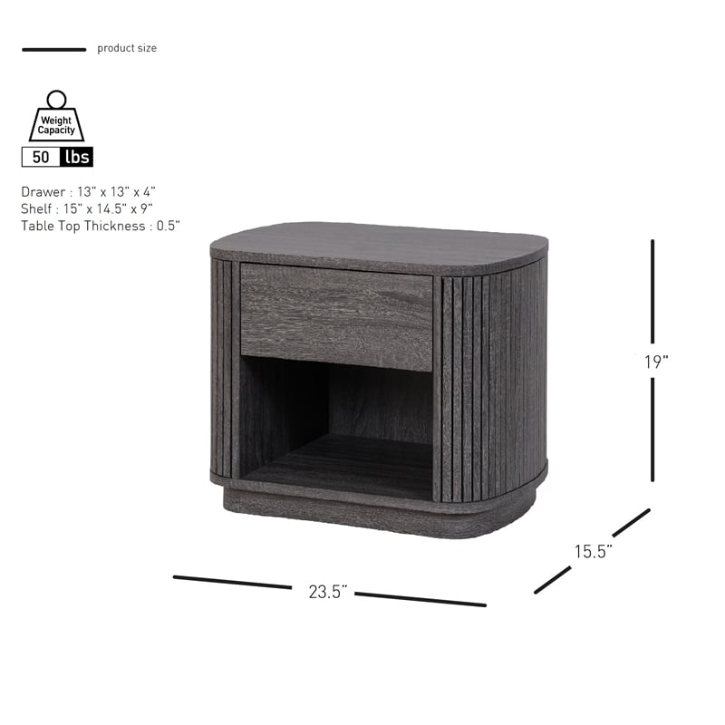NPD Furniture Wimberly Nightstand/Side Table in Charred Black