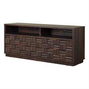 New Pacific Direct Dreighton KD 64&quot TV Stand 4 Drawers in Coffee Brown