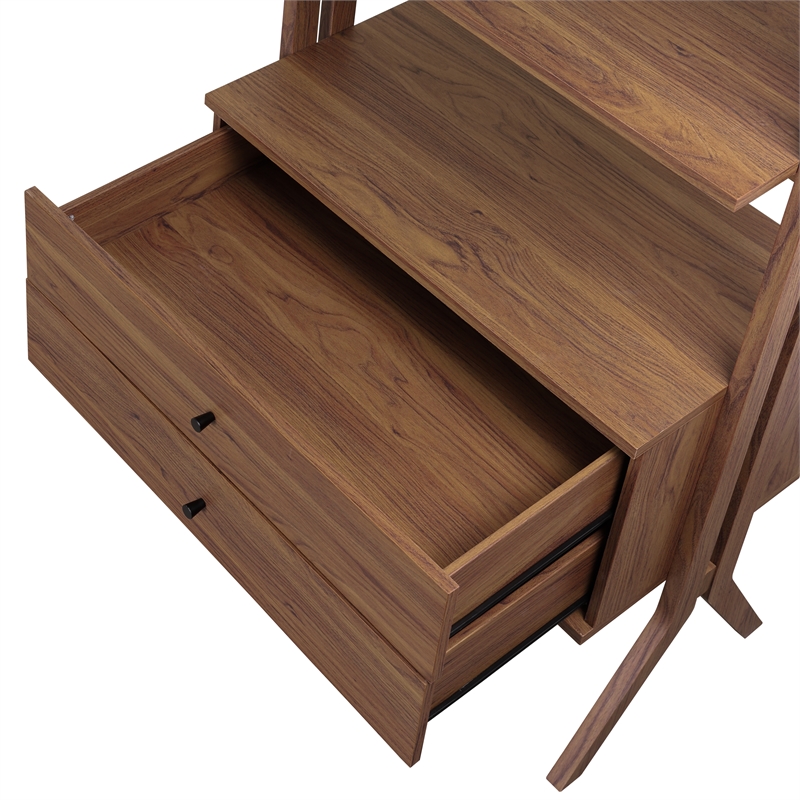 NPD Furniture Lynchburg KD Bookshelf 2 Drawers in Walnut