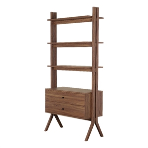 New Pacific Direct Lynchburg KD Bookshelf 2 Drawers in Walnut