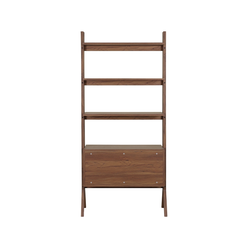 NPD Furniture Lynchburg KD Bookshelf 2 Doors in Walnut