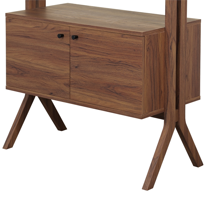 NPD Furniture Lynchburg KD Bookshelf 2 Doors in Walnut