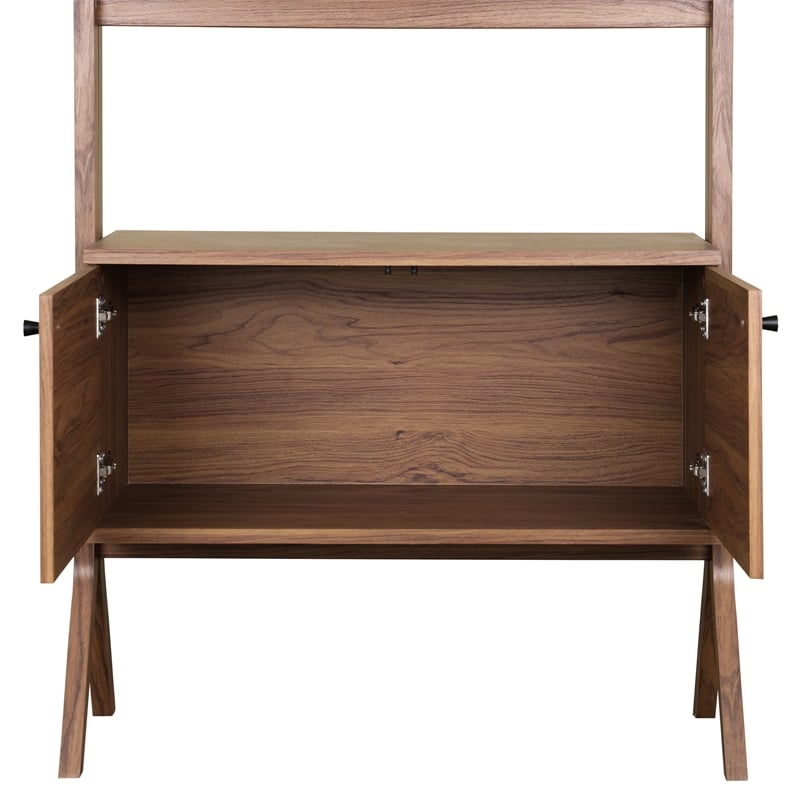 NPD Furniture Lynchburg KD Bookshelf 2 Doors in Walnut