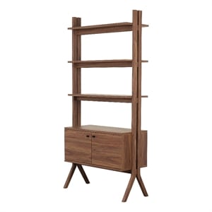 New Pacific Direct Lynchburg KD Bookshelf 2 Doors in Walnut