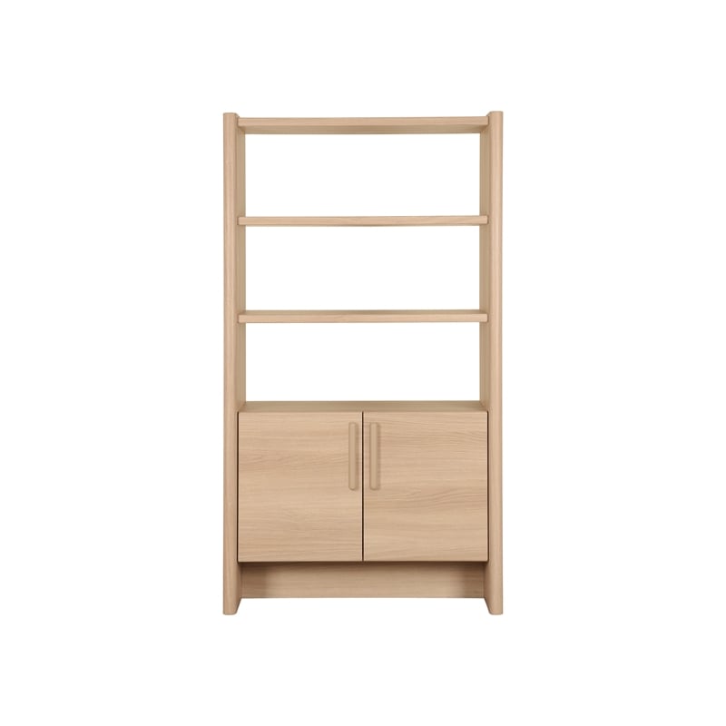NPD Furniture Fortville KD Bookshelf 2 Doors in Light Oak