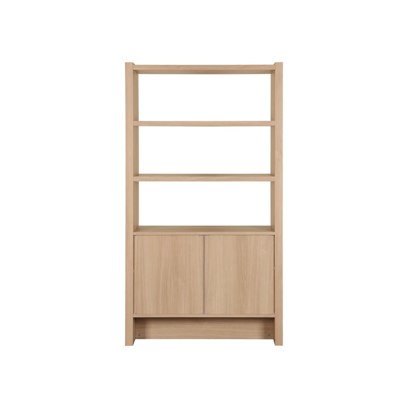 NPD Furniture Fortville KD Bookshelf 2 Doors in Light Oak