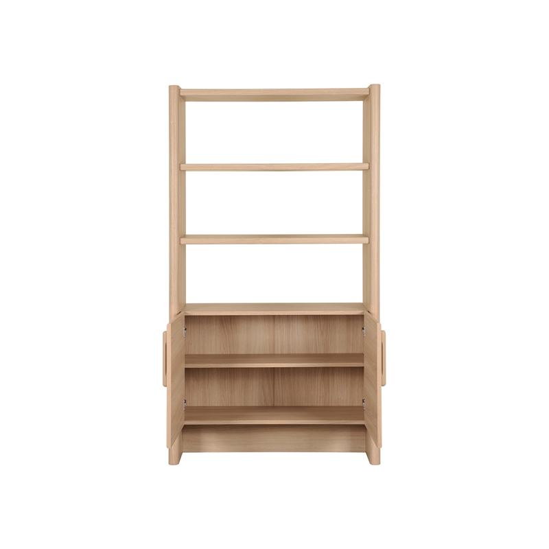NPD Furniture Fortville KD Bookshelf 2 Doors in Light Oak