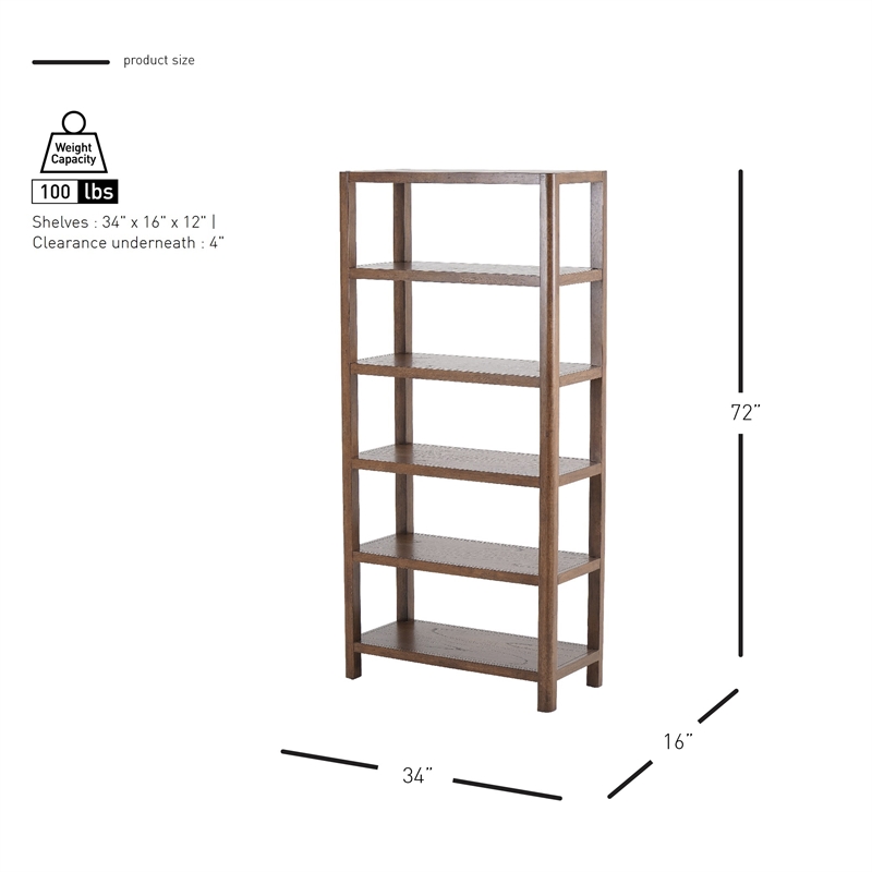 NPD Furniture Trevin KD 5-Tier Bookcase in Walnut