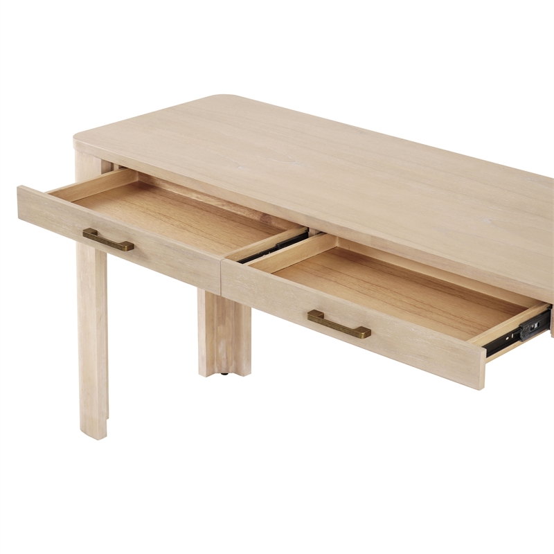 New Pacific Direct Trevin KD Desk 2 Drawers in Weathered Sand
