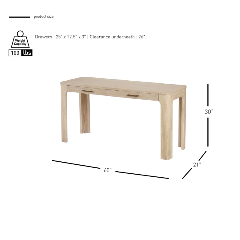 New Pacific Direct Trevin KD Desk 2 Drawers in Weathered Sand