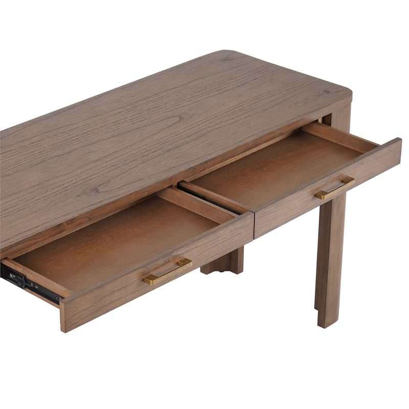 New Pacific Direct Trevin KD Desk 2 Drawers in Walnut